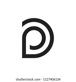 letter p circle geometric lines art logo vector