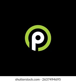 letter P circle minimalism business company logo vector illustration template design