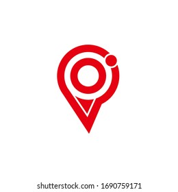 letter p circle pin location geometric simple logo vector