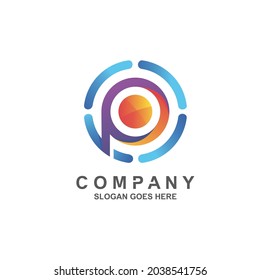 Letter p with circle shape logo design