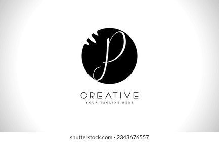 Letter P circle shape logo design with creative cut