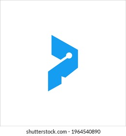 letter P circuit logo design vector sign