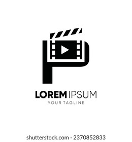Letter P Clapperboard Logo Design Vector Icon Graphic Emblem Illustration