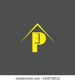 Letter P Clean and Minimal Initial Based Logo Design. Real estate business logo icon