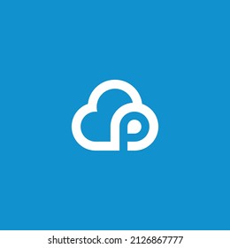 letter p cloud logo design vector illustration