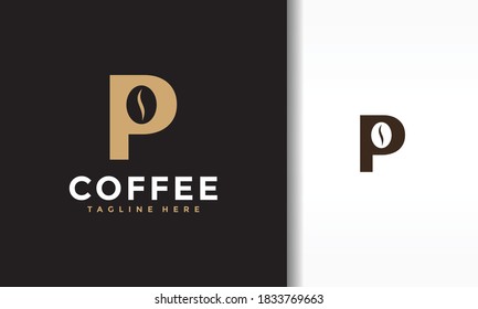 letter P coffee bean logo