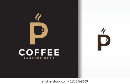 letter P coffee cup logo