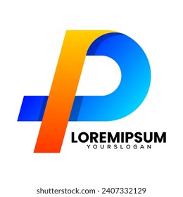 letter p colorful icon logo design 