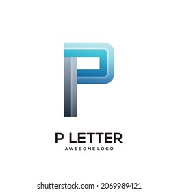 Letter P colorful logo design template modern