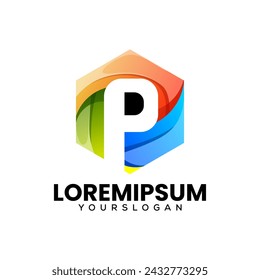letter p colorful logo design 