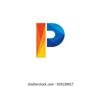 Letter P Colorful Poly Overlay Logo Design Template Element