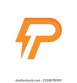 letter p combined with thunder logo vector icon illustration design 