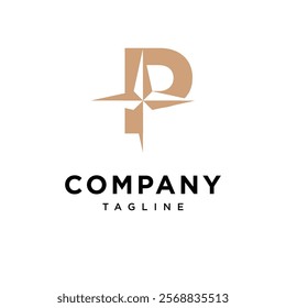 Letter P Compass Logo Icon Vector