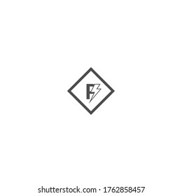 Logo-Design von Letter P, Kombination mit Blitzsymbol, in schwarzer Farbe