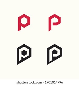 Letter P concept red black vector illustration