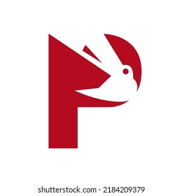 Letter P Construction Logo Combined with Construction Crane Symbol Vector Template