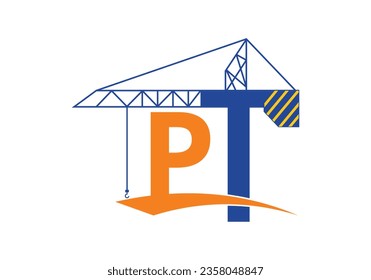 Plantilla de vectores de logotipo de construcción de la letra P. Logo vectorial moderno para negocios inmobiliarios e identidad de la empresa.