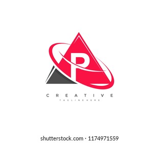 Letter P Corporate Modern Triangle Ring Orbit Swoosh Logo