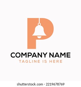 Letter P Cowbell Logo Concept With Hanging Bell Symbol Vector Template