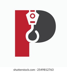 Letra P Grúa Logo Concepto Para La Construcción Símbolo Vector Plantilla