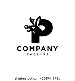 Letter P Crazy Donkey Logo Icon