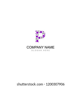 Letter P created using circles vector logo design