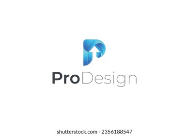 Letter P creative 3d technological pro design logo