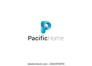 letter P creative 3d technological home logo