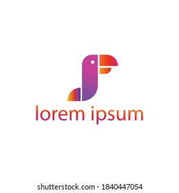 Letter p Creative Logo Illustration Vogel Vorlage bunter Design Vektorgrafik
