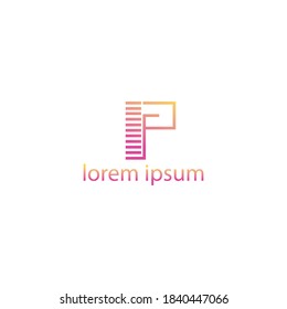 Letra p creativo logo ilustración de línea plantilla de diseño colorido vector.