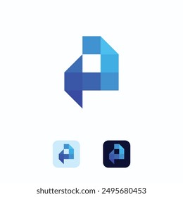 Letter P creative technological modern data pixel logo element template design. Vector illustration