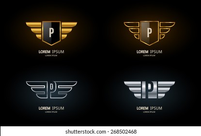 Letter P crest logo. Alphabet logotype vector design.