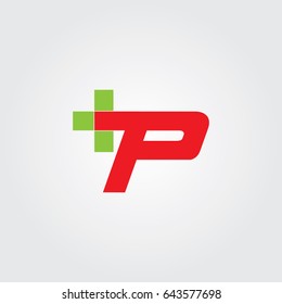 Letter p cross plus logo icon design template elements.