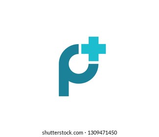 Letter P cross plus medical logo icon design template elements