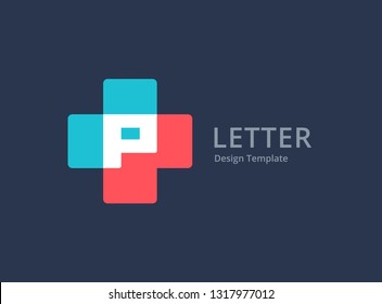 Letter P cross plus medical logo icon design template elements