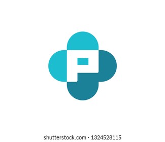 Letter P cross plus medical logo icon design template elements