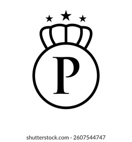 Letter P Crown Logo Concept For Fashion and Beauty Symbol Vector Template