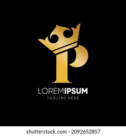Letter P Crown Logo Design Vector Icon Graphic Emblem Illustration