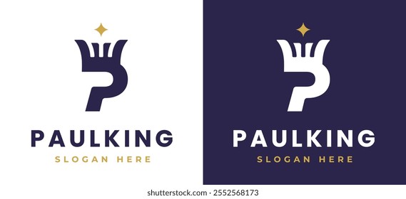 Letra P con concepto de diseño de logotipo de corona. Inicial P con Monograma Elegante Símbolo Monarca con Símbolo Real para Lujo y Premium Branding. Ilustración vectorial de Logo de Alfabeto P