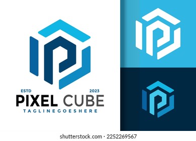 Letter P Cube Box Logo Logos Design Element Stock Vector Illustration Template