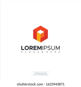 Letter P Cube logo icon design template elements. Vector color sign Logo