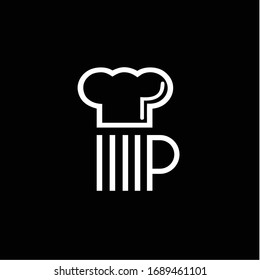 Letra P con plantilla de logotipo de diseño de copa. Ilustraciones vectoriales