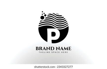Letter P curve shape logo design templates