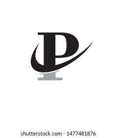 letter p is cut in a half circle in black and gray
