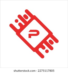 letra p corte vectorial logo plantilla de diseño bitcoin técnico