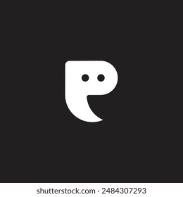 letter p cute smile talk kid symbol logo vector 