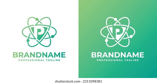 Letter P Cyber Security or Atom Logo, suitable for any business related to shield, cyber security, technology, or Atom with P initials.