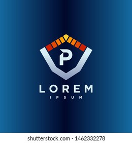 Letter P Cyber, Security and power technology Logo Design Vector Template