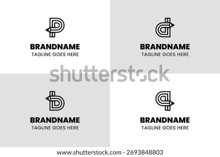 Letter P D B Q Pencil Logo, symbolizing creativity, learning, and design