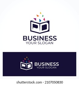 Letter P and D box creative pixel logo